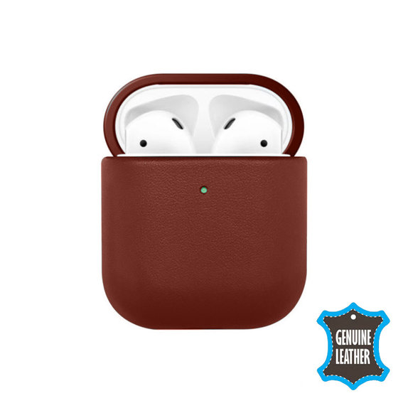FixPremium - Bőrtok - AirPods 1 és 2, barna