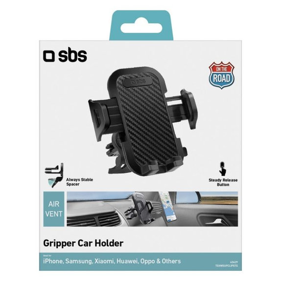 SBS - Gripper tartó autóba, hűtőrácshoz, fekete