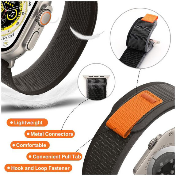 FixPremium - Szíj Trail Loop - Apple Watch (42, 44, 45 és 49mm), fekete