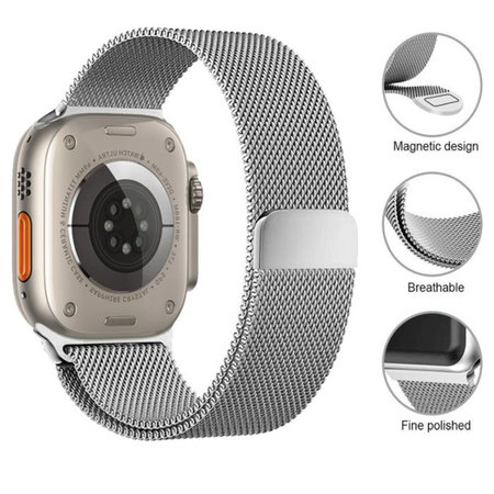 FixPremium - Szíj Milanese Loop - Apple Watch (38, 40 és 41mm), ezüst