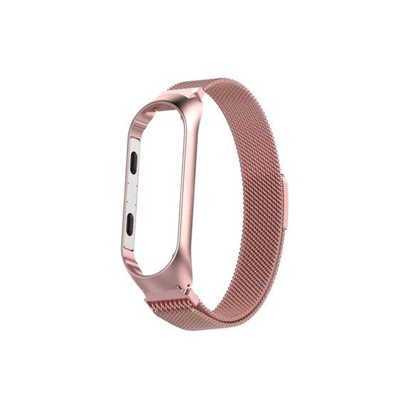 FixPremium - Szíj Milanese Loop - Xiaomi Mi Band (5/6/7/7 NFC), rose gold