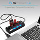FixPremium - USB hub kapcsolóval 7 USB-hez, fekete