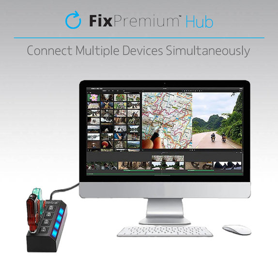 FixPremium - USB hub kapcsolóval 7 USB-hez, fekete