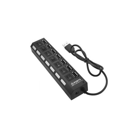FixPremium - USB hub kapcsolóval 7 USB-hez, fekete
