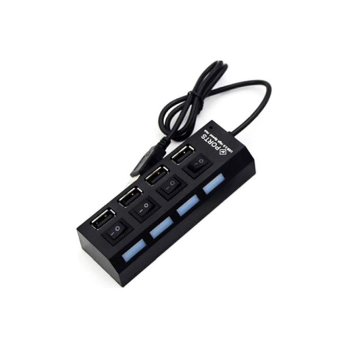 FixPremium - USB hub kapcsolóval 4 USB-hez, fekete