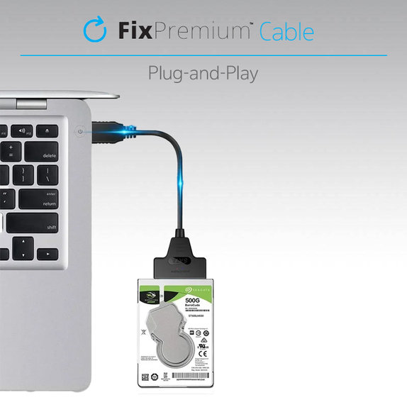 FixPremium - Kábel - USB-C / SATA 2.5", fekete