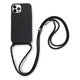 FixPremium - Szilikon tok nyakba akasztható szíjjal - iPhone 12 és 12 Pro, fekete