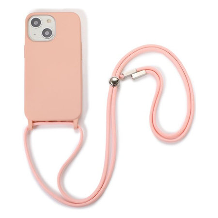 FixPremium - Szilikon tok nyakba akasztható szíjjal - iPhone 14 Plus, rózsaszín