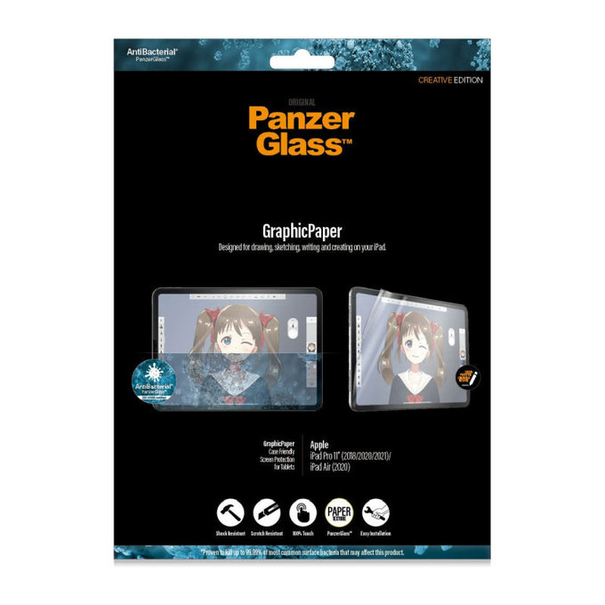 GraphicPaper Case Friendly AB védőfólia iPad Pro 11''/Air 10,9'' készülékhez, Átlátszó, PanzerGlass