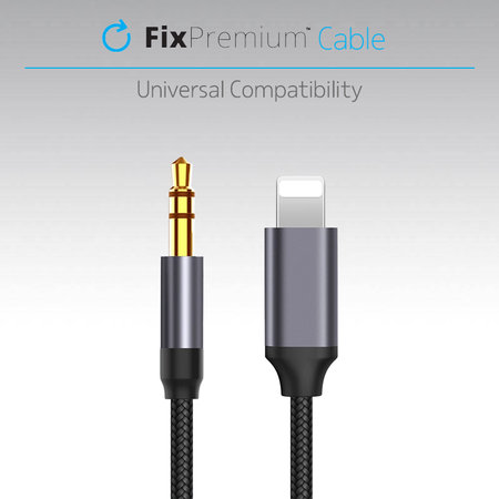 FixPremium - Lightning / Jack 3.5mm Kábel (1m), fekete