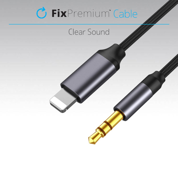 FixPremium - Lightning / Jack 3.5mm Kábel (1m), fekete