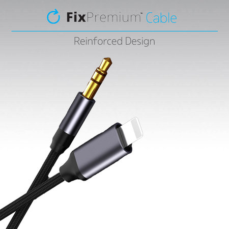FixPremium - Lightning / Jack 3.5mm Kábel (1m), fekete