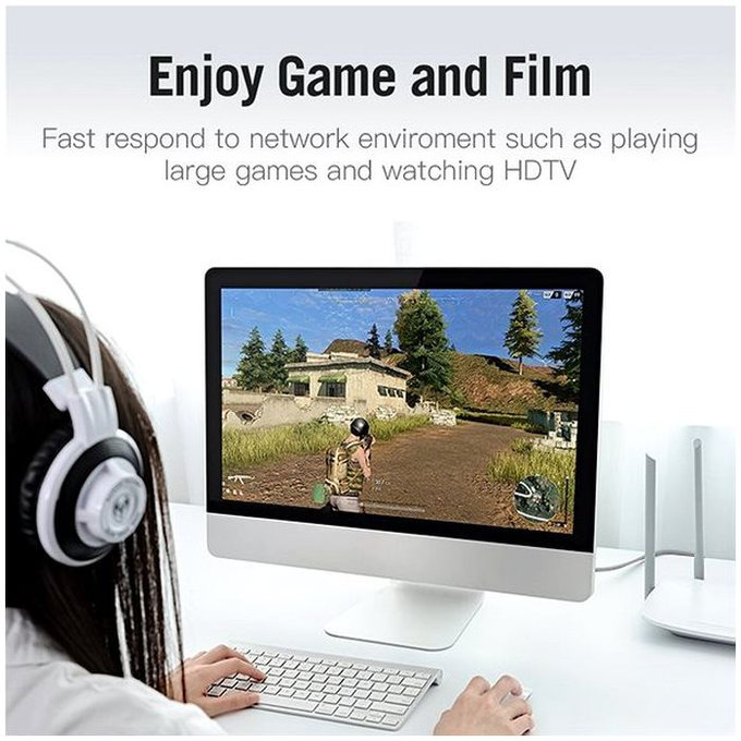 Vention - Hálózati kábel - RJ45 / RJ45 (2m), szürke