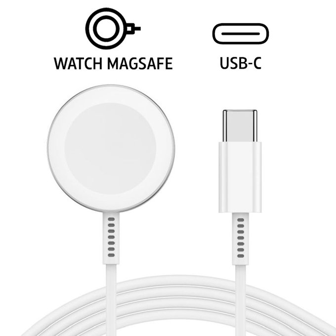Mágneses Apple Watch gyorstöltő, USB-C, 1 m, műanyag, bulk