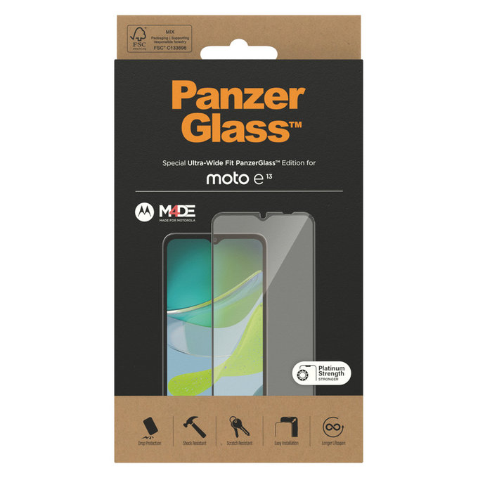 Edzett üveg UWF Motorola Moto E13 készülékhez, Fekete, PanzerGlass