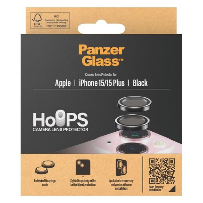 PanzerGlass - Kameralencse Védőburkolat Hoops - iPhone 15 és 15 Plus, átlátszó