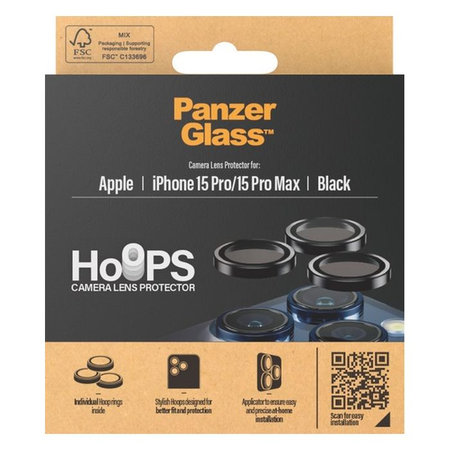PanzerGlass - Kameralencse Védőburkolat Hoops - iPhone 15 Pro és 15 Pro Max, átlátszó