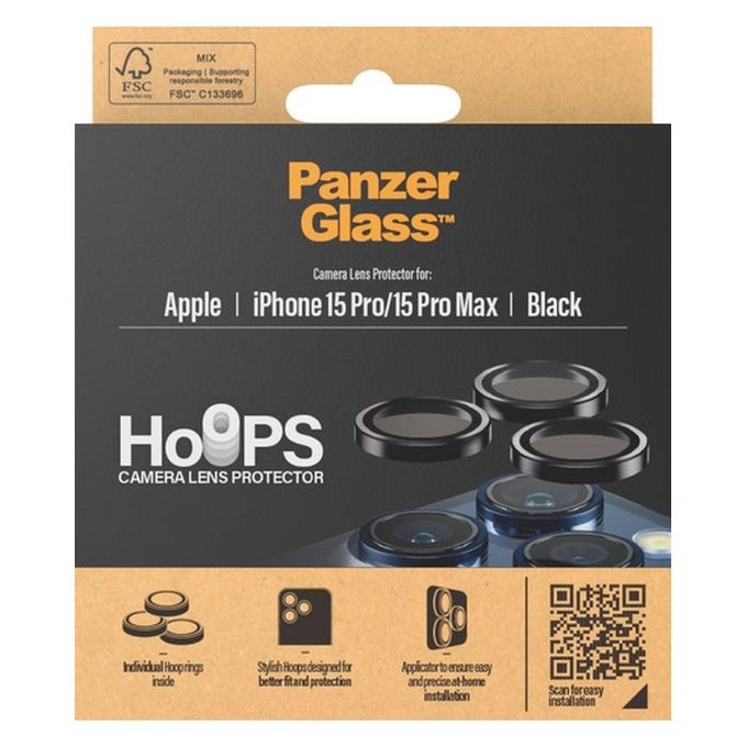 PanzerGlass - Kameralencse Védőburkolat Hoops - iPhone 15 Pro és 15 Pro Max, átlátszó