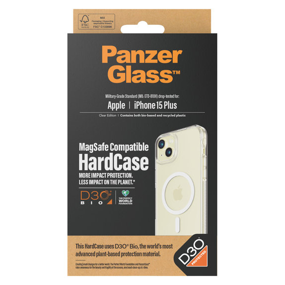 Tok HardCase D3O MagSAFE by PanzerGlass-fel iPhone 15 Plus készülékhez, Átlátszó, PanzerGlass