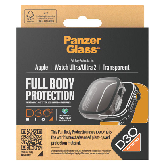 Edzett üveg Full Body D3O Apple Watch Ultra/Ultra 2 készülékhez, Átlátszó, PanzerGlass