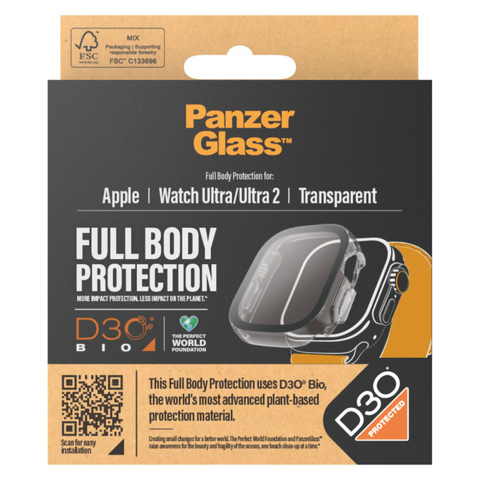 Edzett üveg Full Body D3O Apple Watch Ultra/Ultra 2 készülékhez, Átlátszó, PanzerGlass