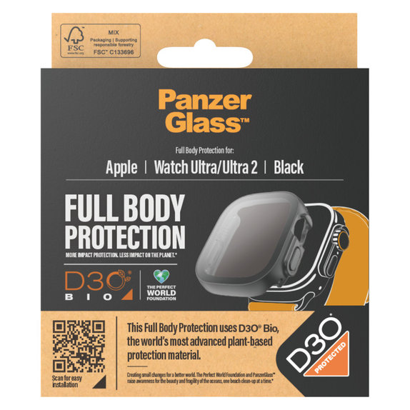 Edzett üveg Full Body D3O Apple Watch Ultra/Ultra 2 készülékhez, Fekete, PanzerGlass