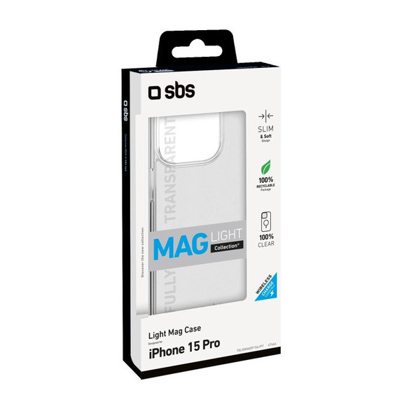 SBS - Tok Light Mag, MagSafe,  iPhone 15 Pro, átlátszó