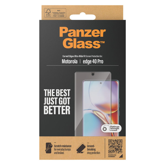 Edzett üveg UWF Motorola Edge 40 Pro készülékhez, Fekete, PanzerGlass