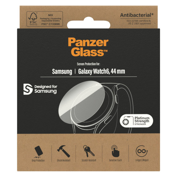 Edzett üveg Flat Glass AB Samsung Galaxy Watch6 44 mm készülékhez, Átlátszó, PanzerGlass