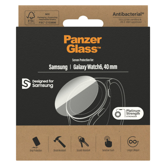 Edzett üveg Flat Glass AB Samsung Galaxy Watch6 40 mm készülékhez, Átlátszó, PanzerGlass