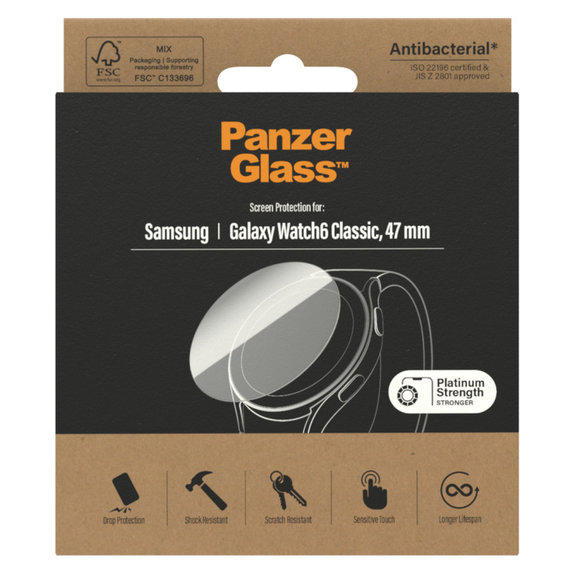 Edzett üveg Flat Glass AB Samsung Galaxy Watch6 47 mm készülékhez, Átlátszó, PanzerGlass