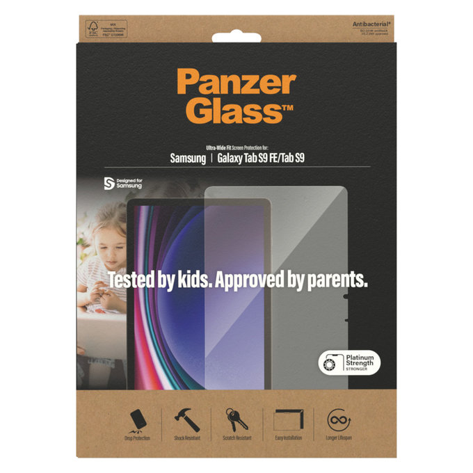 Edzett üveg UWF AB Samsung Galaxy Tab S9/S9 FE készülékhez, Átlátszó, PanzerGlass