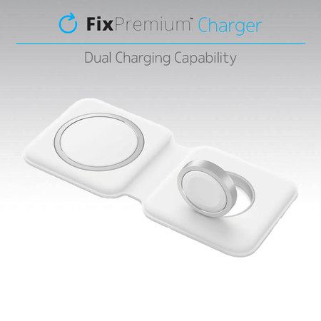 FixPremium - MagSafe Duo - iPhone és Apple Watch, fehér