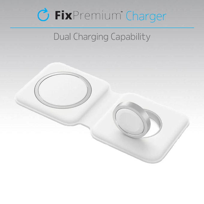 FixPremium - MagSafe Duo - iPhone és Apple Watch, fehér