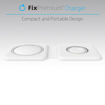FixPremium - MagSafe Duo - iPhone és Apple Watch, fehér