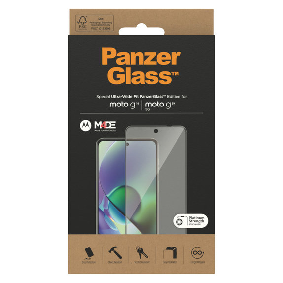 Edzett üveg UWF Motorola Moto G14/G54 5G készülékhez, Fekete, PanzerGlass