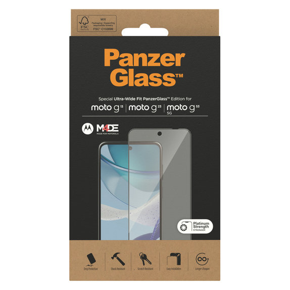 Edzett üveg UWF Motorola Moto G13/G23/G53 5G készülékhez, Fekete, PanzerGlass