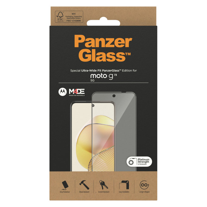 Edzett üveg UWF Motorola Moto G73 5G készülékhez, Fekete, PanzerGlass