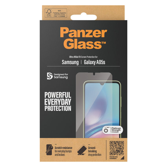 Edzett üveg UWF Samsung Galaxy A05s készülékhez, Átlátszó, PanzerGlass