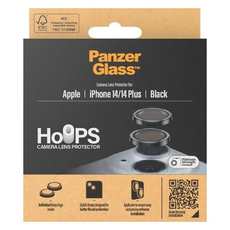 PanzerGlass - Kameralencse Védőburkolat Hoops - iPhone 14 a 14 Plus, fekete