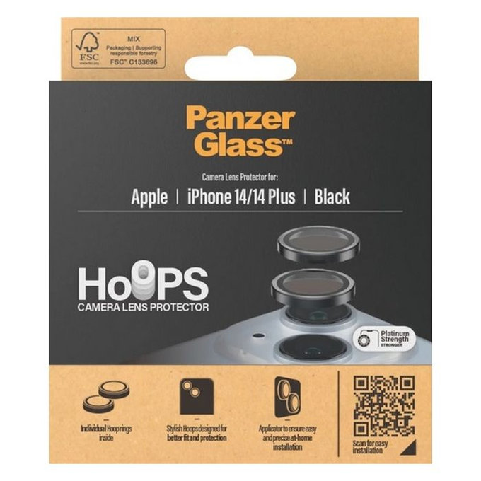 PanzerGlass - Kameralencse Védőburkolat Hoops - iPhone 14 a 14 Plus, fekete