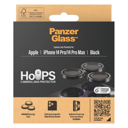 PanzerGlass - Kameralencse Védőburkolat Hoops - iPhone 14 Pro a 14 Pro Max, fekete