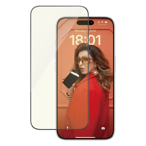 Edzett üveg UWF Eyecare applikátorral iPhone 15 Pro készülékhez, Fekete, PanzerGlass