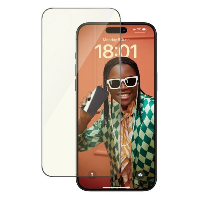 Edzett üveg UWF Eyecare applikátorral iPhone 15 Pro Max készülékhez, Fekete, PanzerGlass