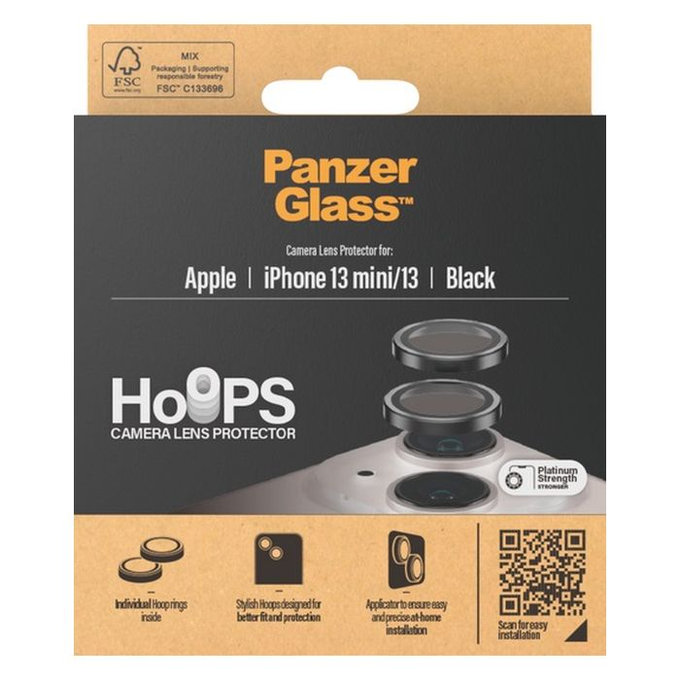 PanzerGlass - Kameralencse Védőburkolat Hoops - iPhone 13 a 13 mini, fekete