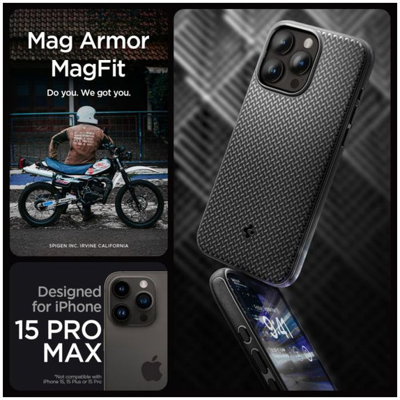 Spigen - Tok Mag Armor á MagSafe-el - iPhone 15 Pro Max, Matte Black