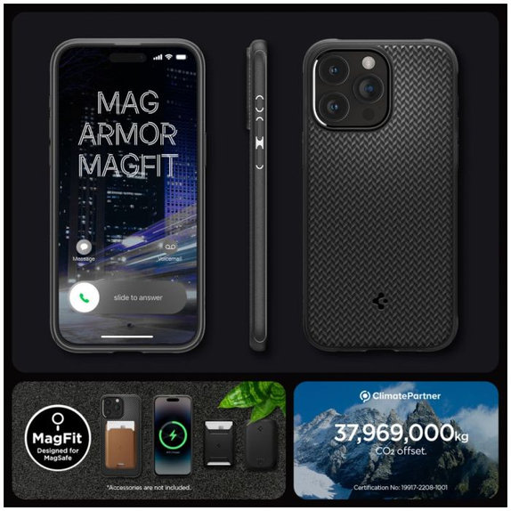 Spigen - Tok Mag Armor á MagSafe-el - iPhone 15 Pro Max, Matte Black