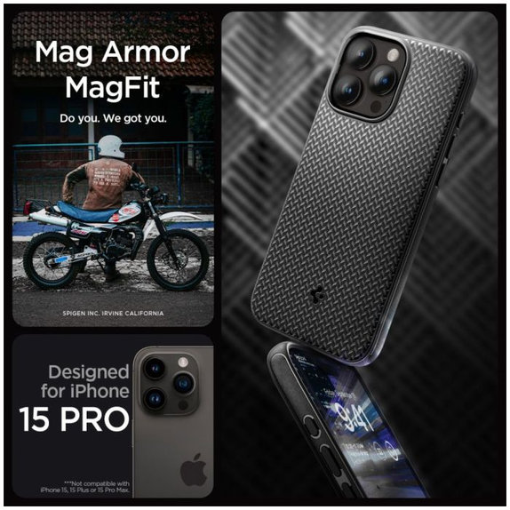 Spigen - Tok Mag Armor á MagSafe-el - iPhone 15 Pro, Matte Black