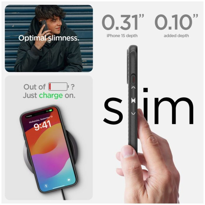 Spigen - Tok Mag Armor á MagSafe-el - iPhone 15, Matte Black