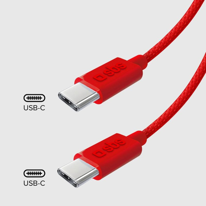 SBS - Kábel USB-C/USB-C, 60W, PD, 1.5m, piros